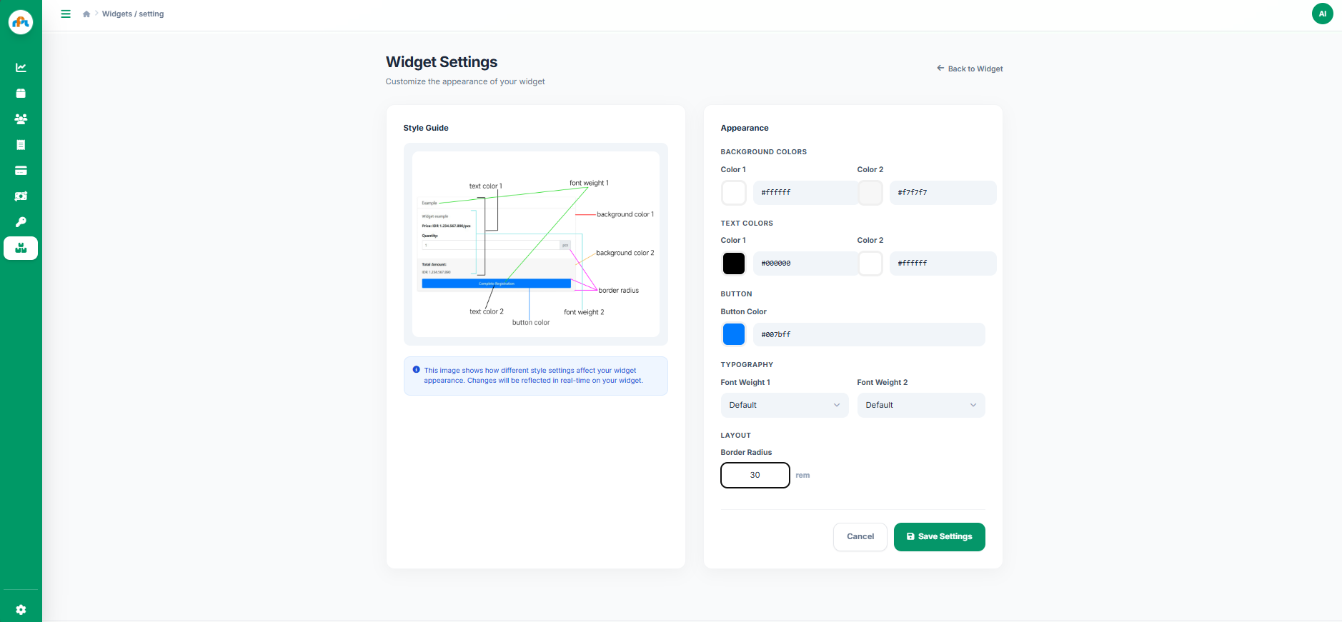 Kustomisasi Widget